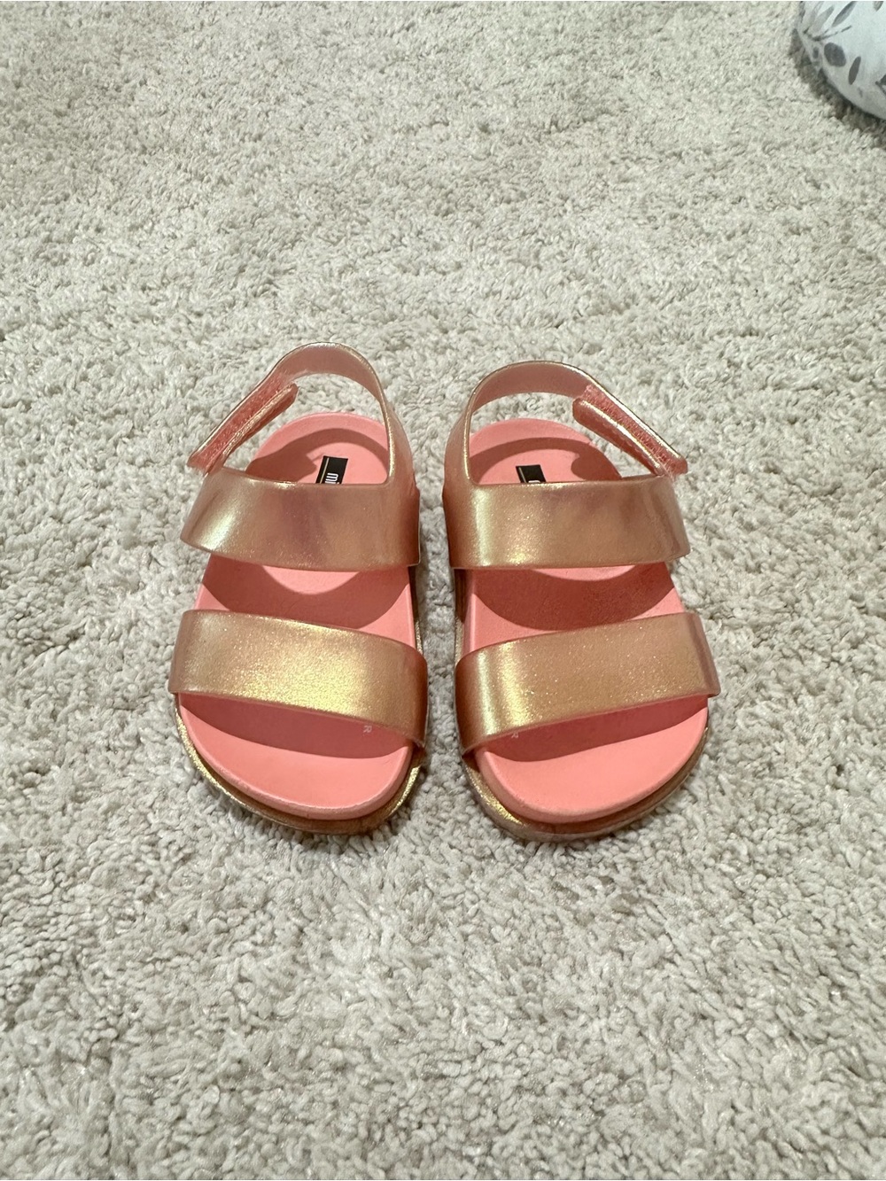 Kids Mini Melissa Metallic Pink Gold Strappy Jelly Sandals